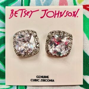 Betsey Johnson Silver and White Cubic Zirconia Earrings